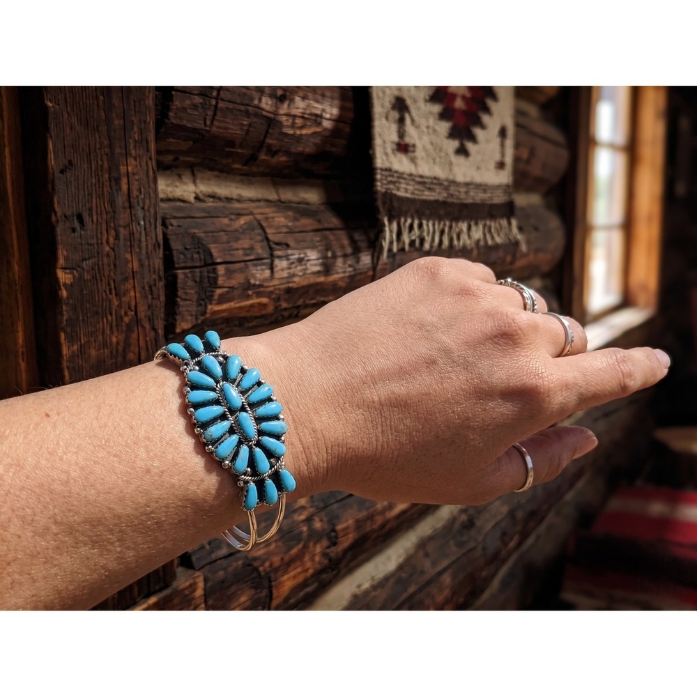 Navajo Blue Turquoise Bracelet by R. WIlliams sz 6.25in Native American Made **